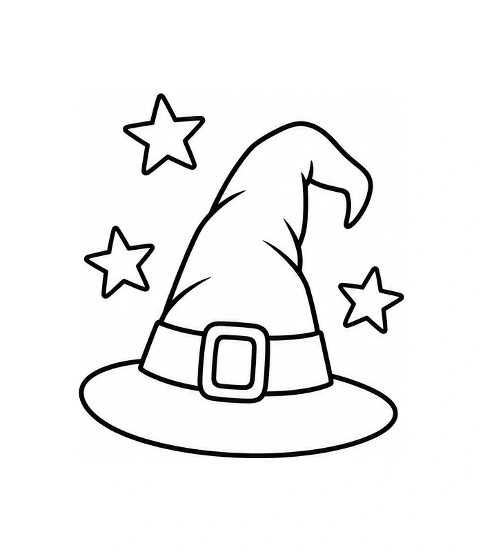 Witch hat and stars printable preview