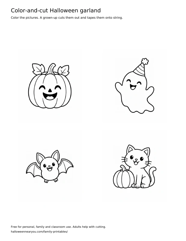 Color-and-cut garland printable preview