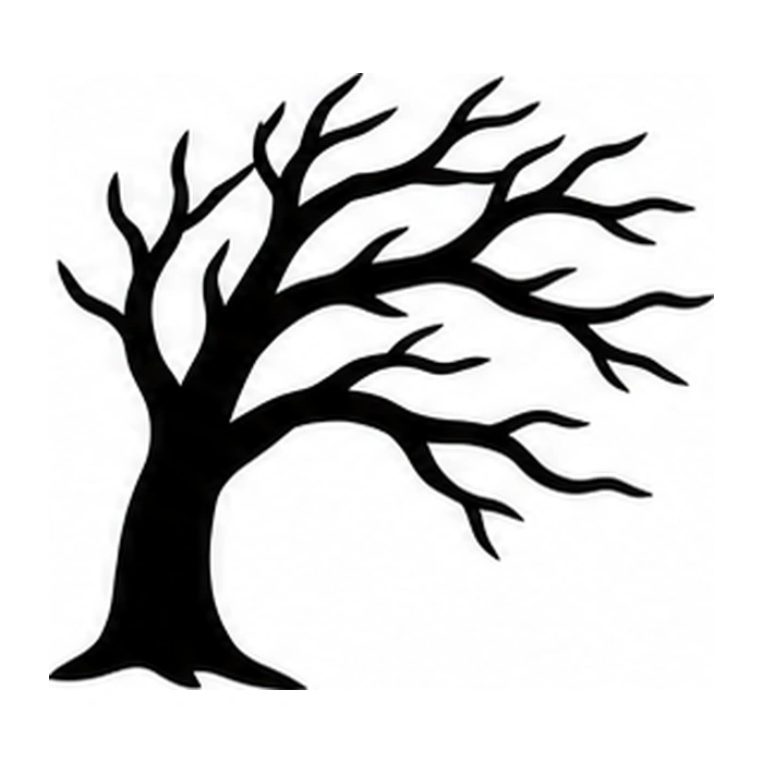 Windblown bare tree pumpkin pattern