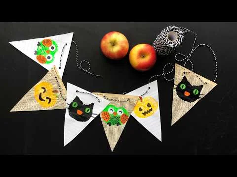 Recycled-paper Halloween garland video thumbnail